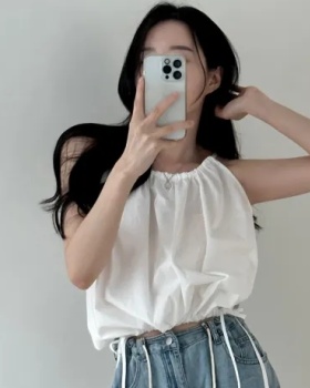 Korean style short tops sleeveless shirt