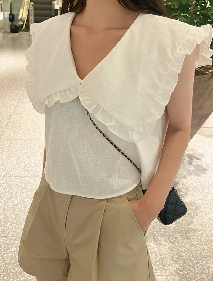 All-match simple shirt doll collar sleeveless tops