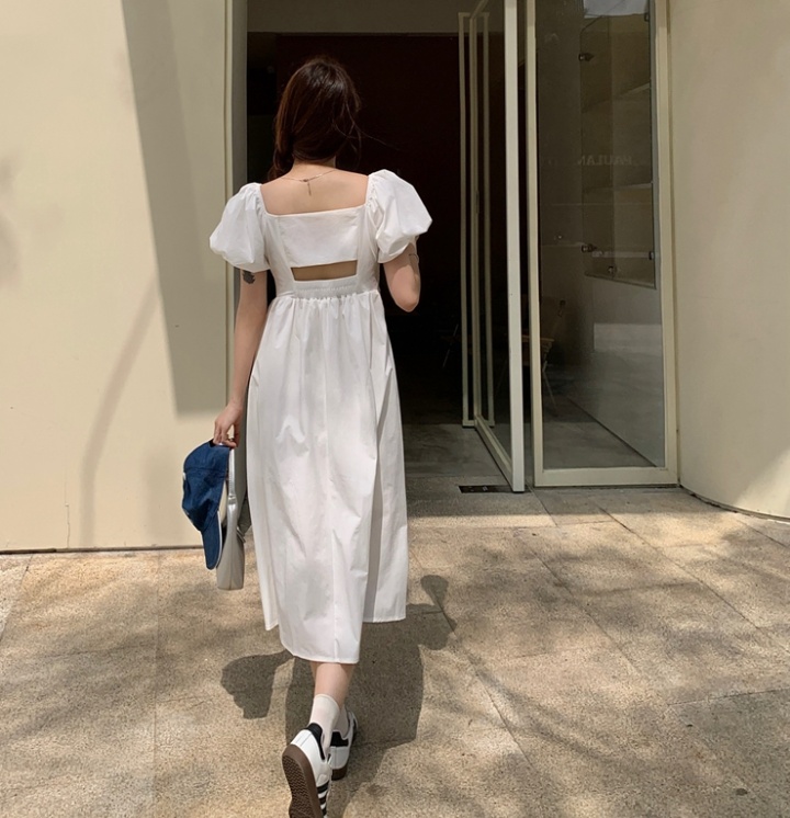 Korean style all-match puff sleeve pure summer dress
