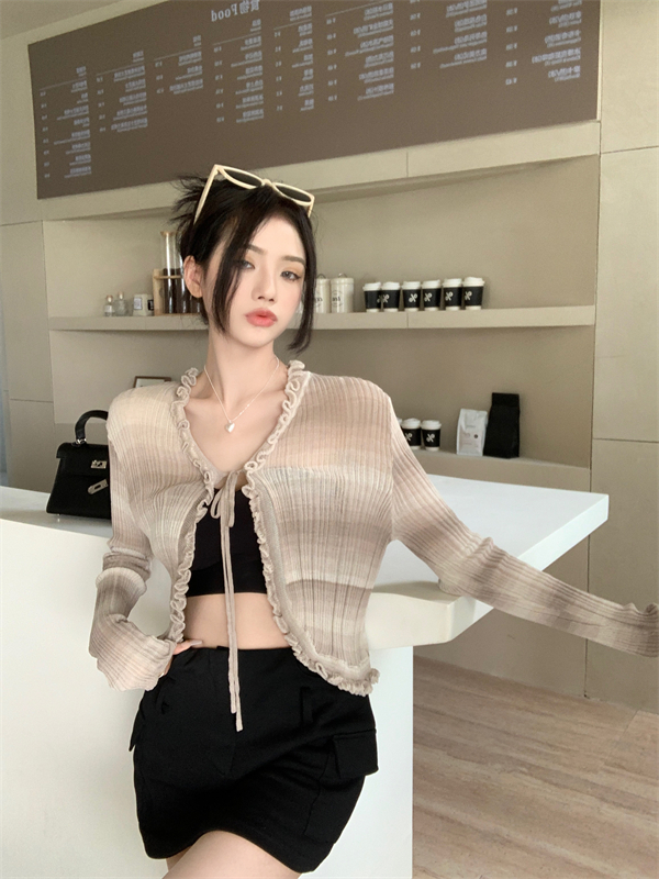 Air conditioning wood ear shirts knitted short cardigan