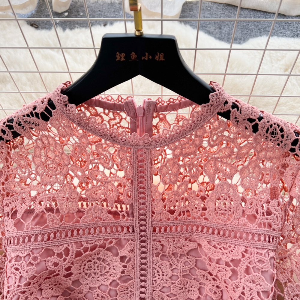 Slim unique retro niche crochet lace dress for women
