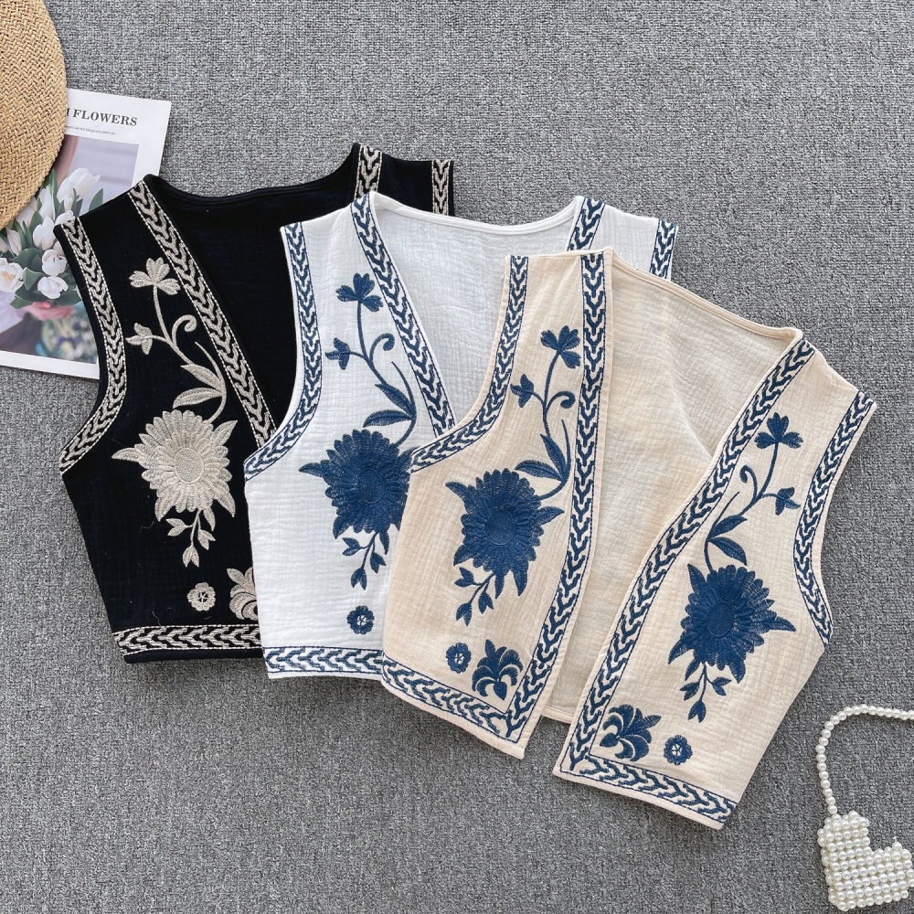 Fashion national style cardigan embroidery waistcoat for women