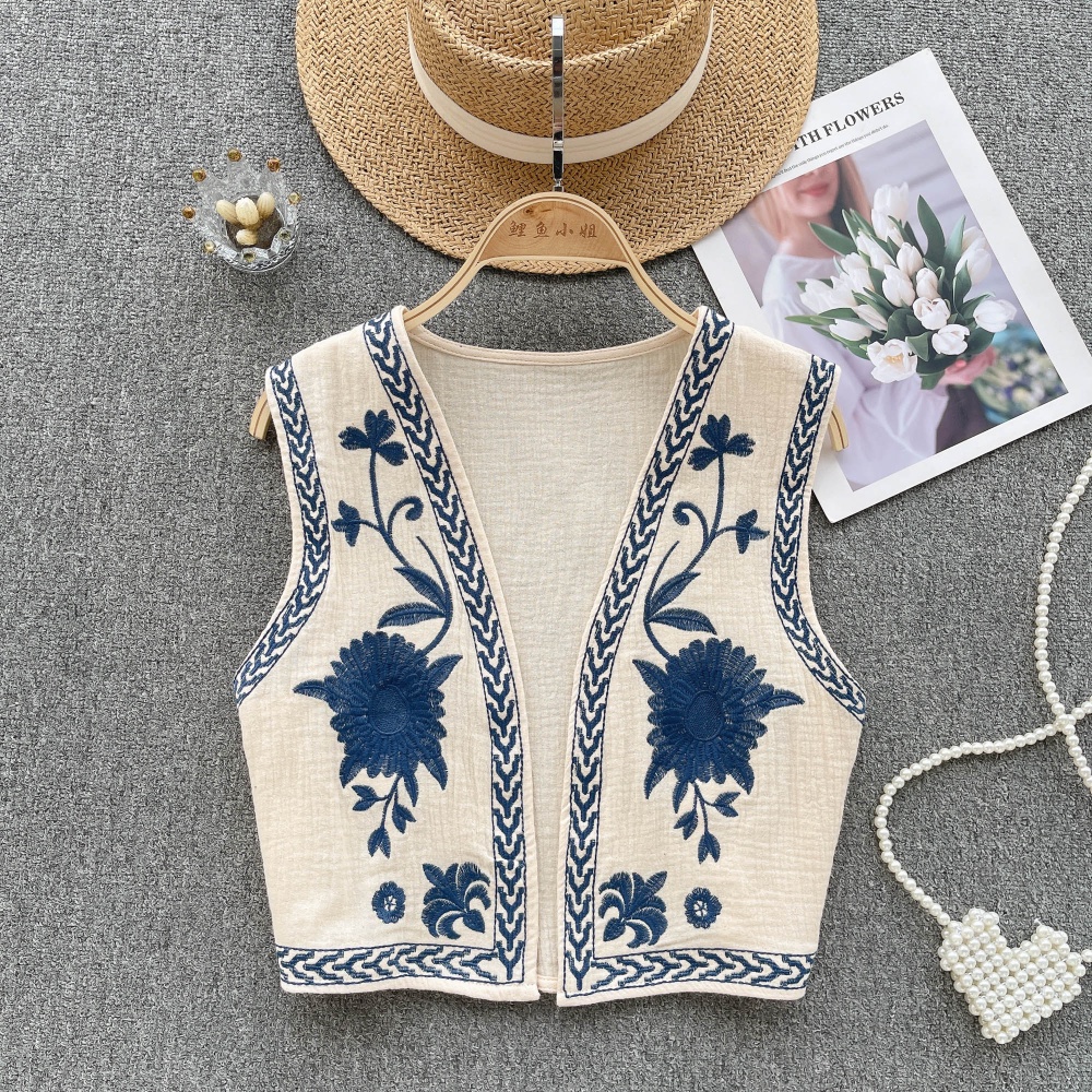 Fashion national style cardigan embroidery waistcoat for women