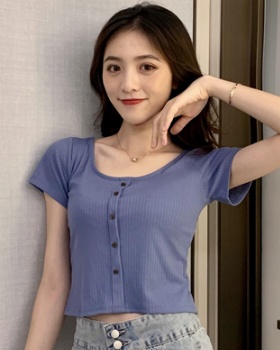 Korean style slim fashion short T-shirt for women