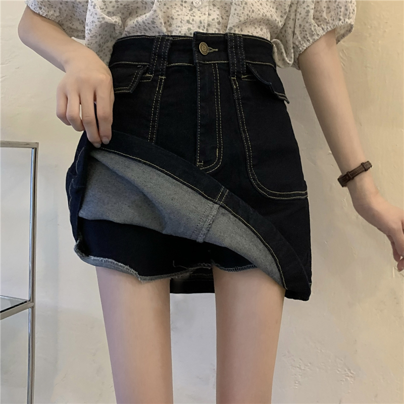 Denim summer skirt pocket culottes for women