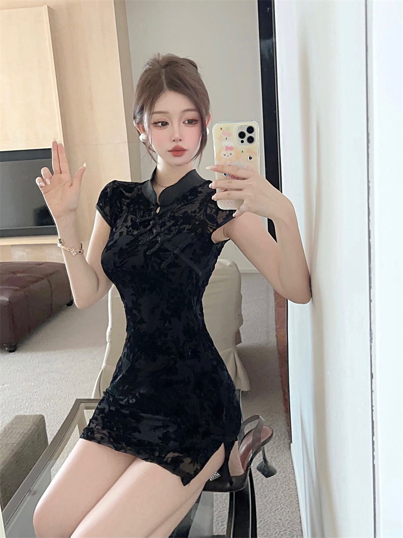 Retro sexy slim cheongsam Pseudo-two summer dress