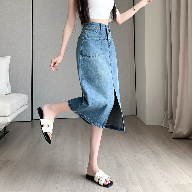 Denim long dress fashionable skirt for women