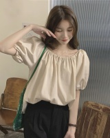 Elastic cotton linen tops pure shirt for women