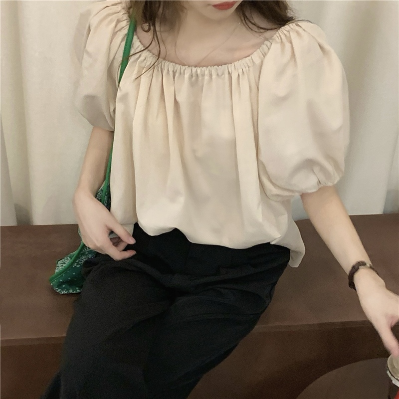Elastic cotton linen tops pure shirt for women