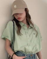 Embroidery short sleeve college sweet Korean style shirt