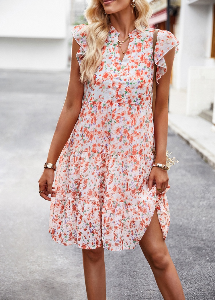 Temperament spring and summer printing dress