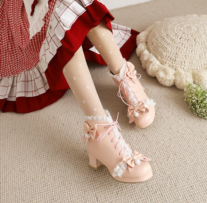 Low cylinder thick Korean style fashion boots