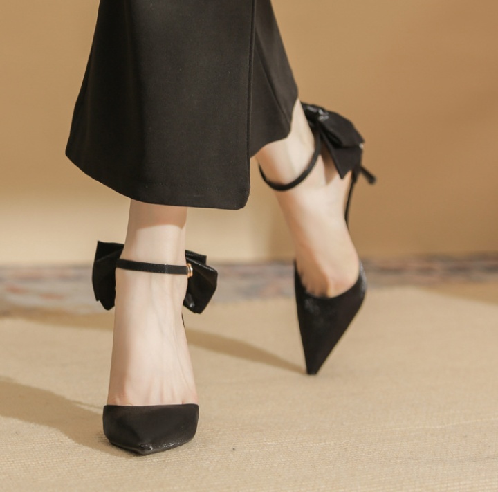 Bow shoes temperament high-heeled shoes
