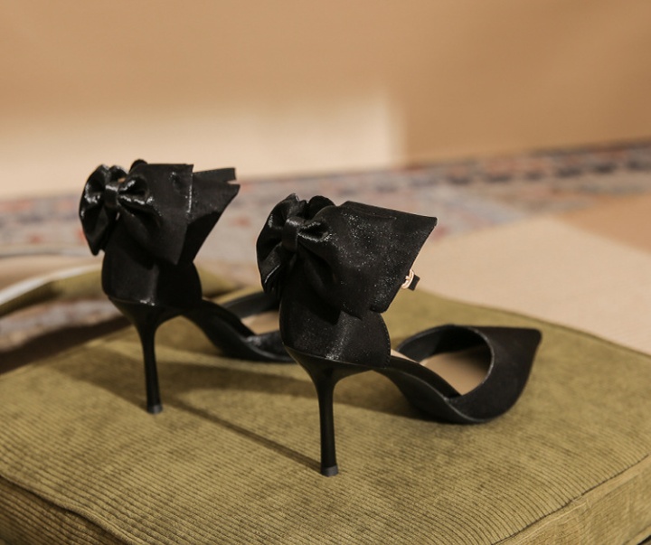 Bow shoes temperament high-heeled shoes