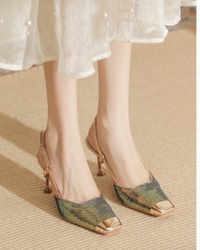 Summer high-heeled shoes square head sandals for women