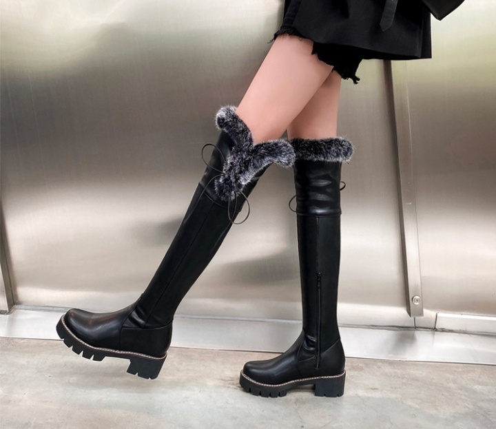 Rabbit fur thick snow boots winter thigh boots