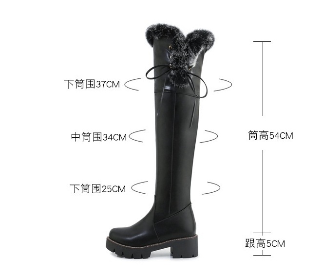 Rabbit fur thick snow boots winter thigh boots