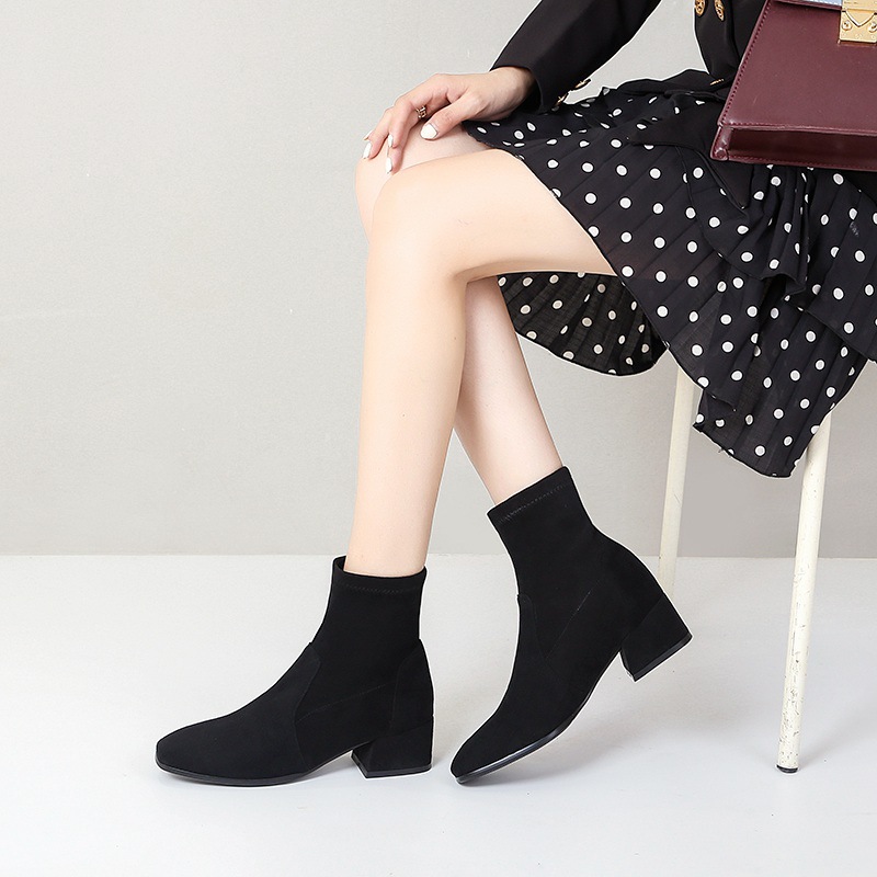 Thick short boots middle-heel women's boots