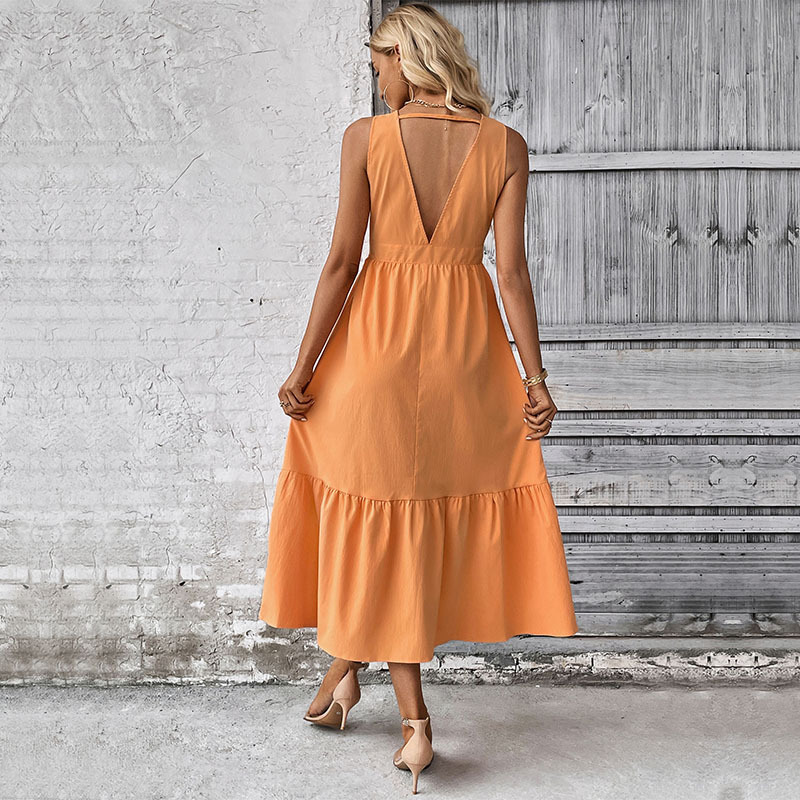 Sleeveless minimalist summer European style pure dress