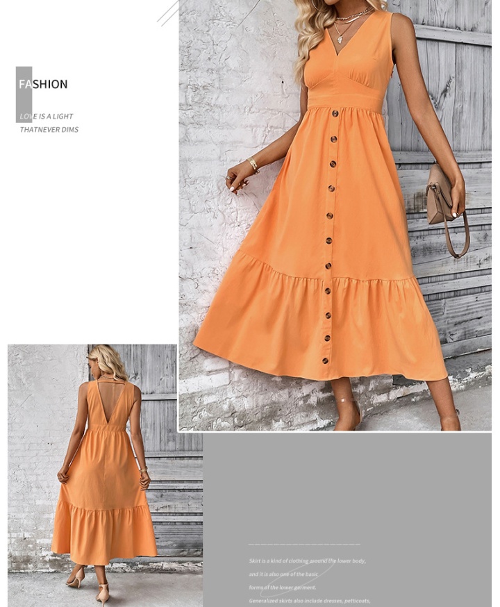Sleeveless minimalist summer European style pure dress