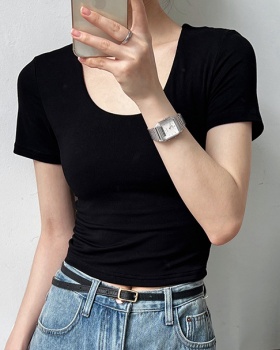 Short sleeve tops back hollow T-shirt for women