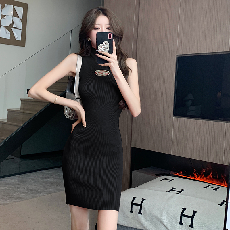 Niche sexy dress package hip sleeveless dress for women