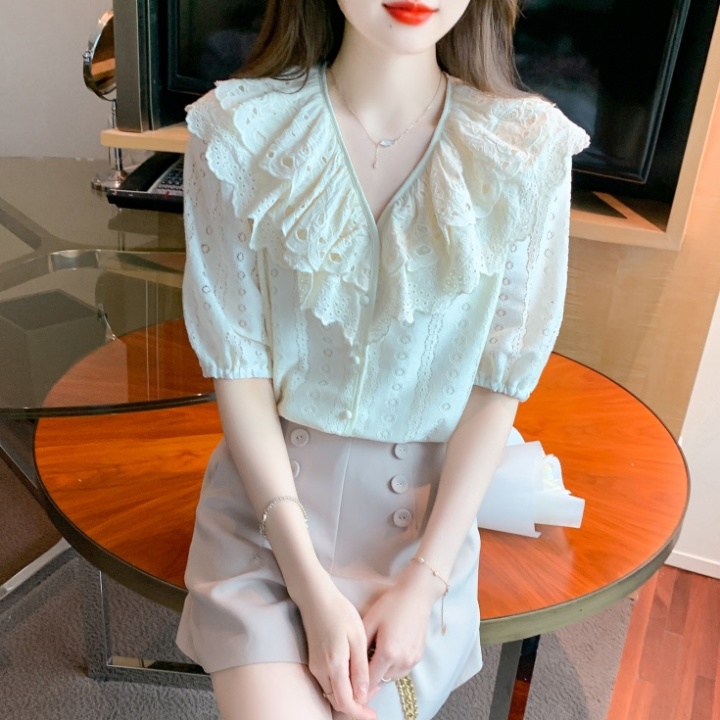 Korean style lace tops Western style chiffon shirt