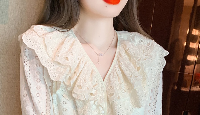 Korean style lace tops Western style chiffon shirt