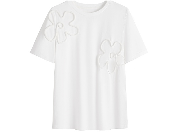 Stereoscopic summer flowers tops short sleeve Casual T-shirt