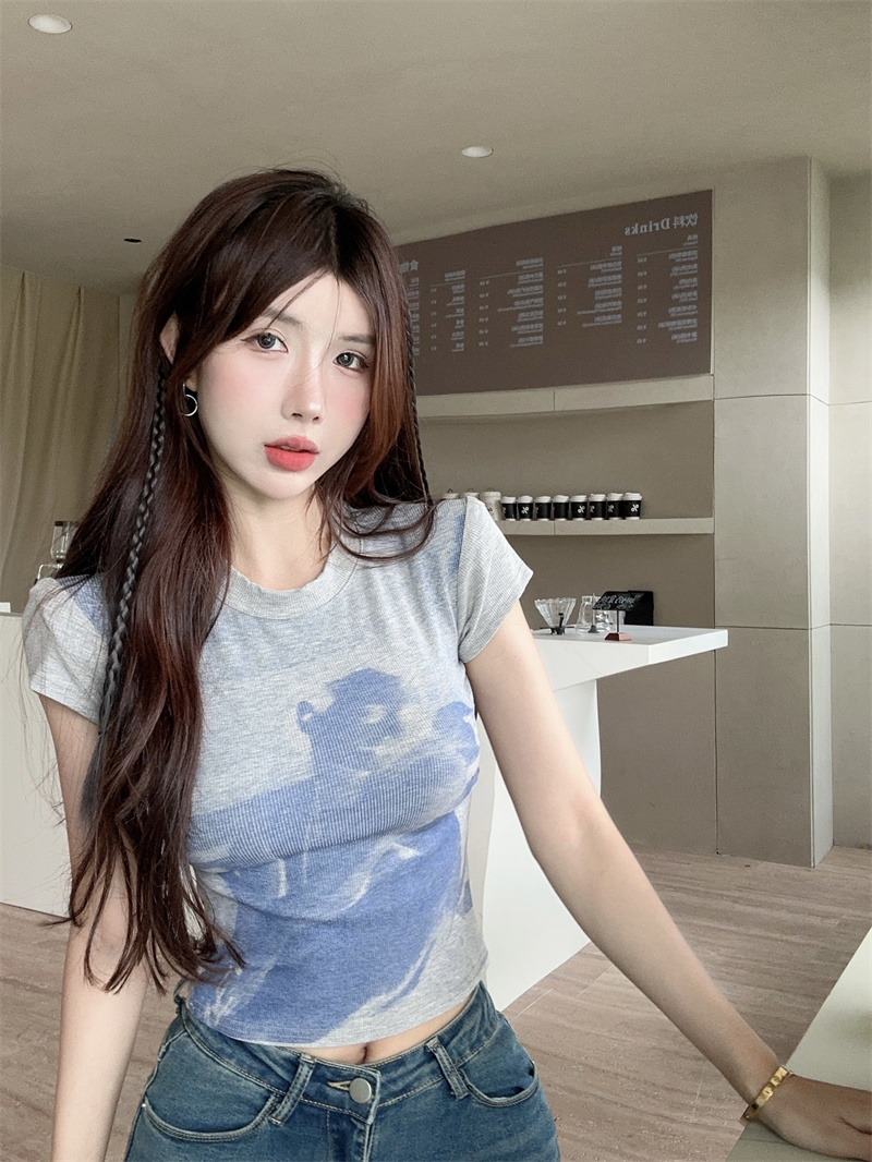 Short sleeve spicegirl all-match slim T-shirt for women