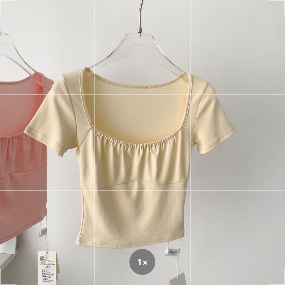 Elastic cozy T-shirt short sleeve short tops for women