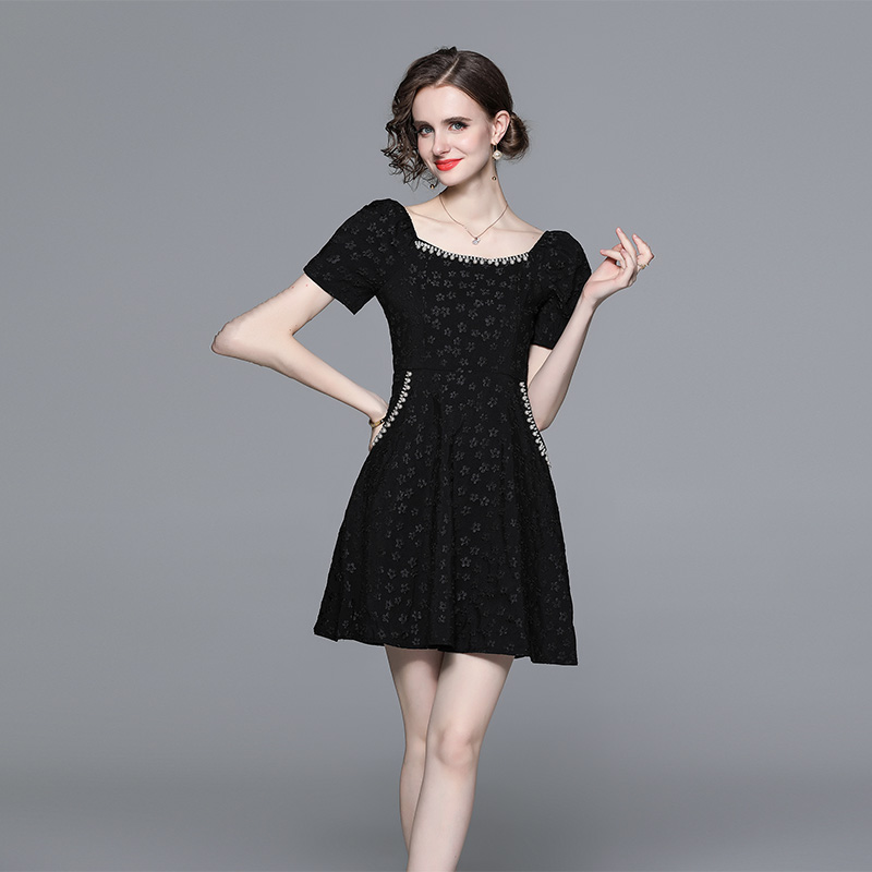 Puff sleeve unique dress France style T-back