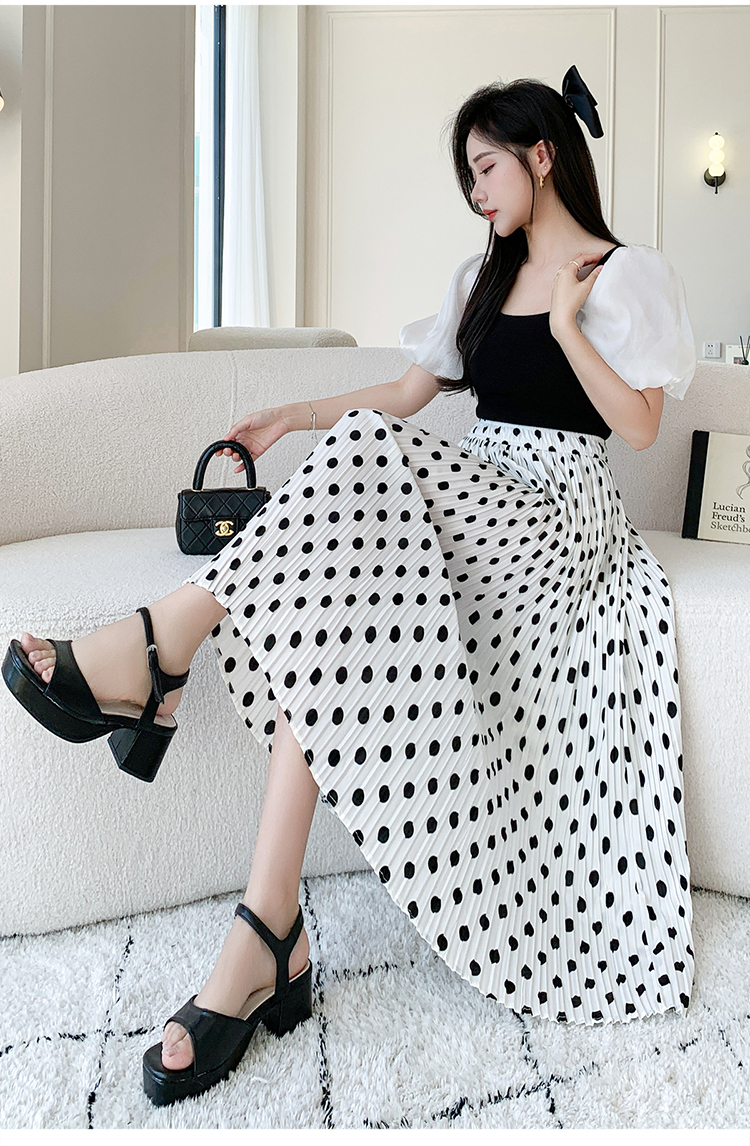 Polka dot long skirt Korean style long skirt for women