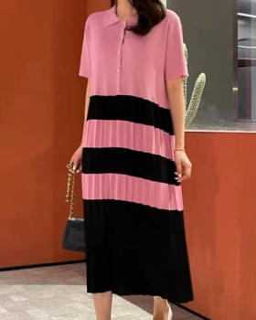 Mixed colors knitted dress summer long dress for women
