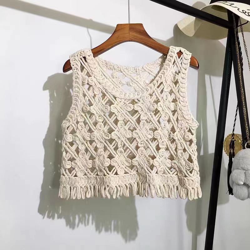 Tassels weave vest retro hollow tops