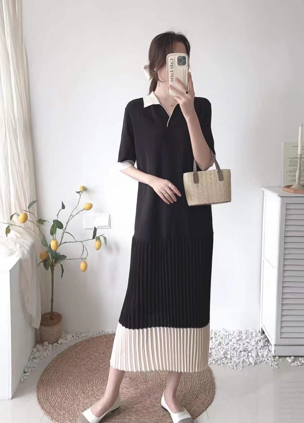 Long pleated summer Casual dress for women