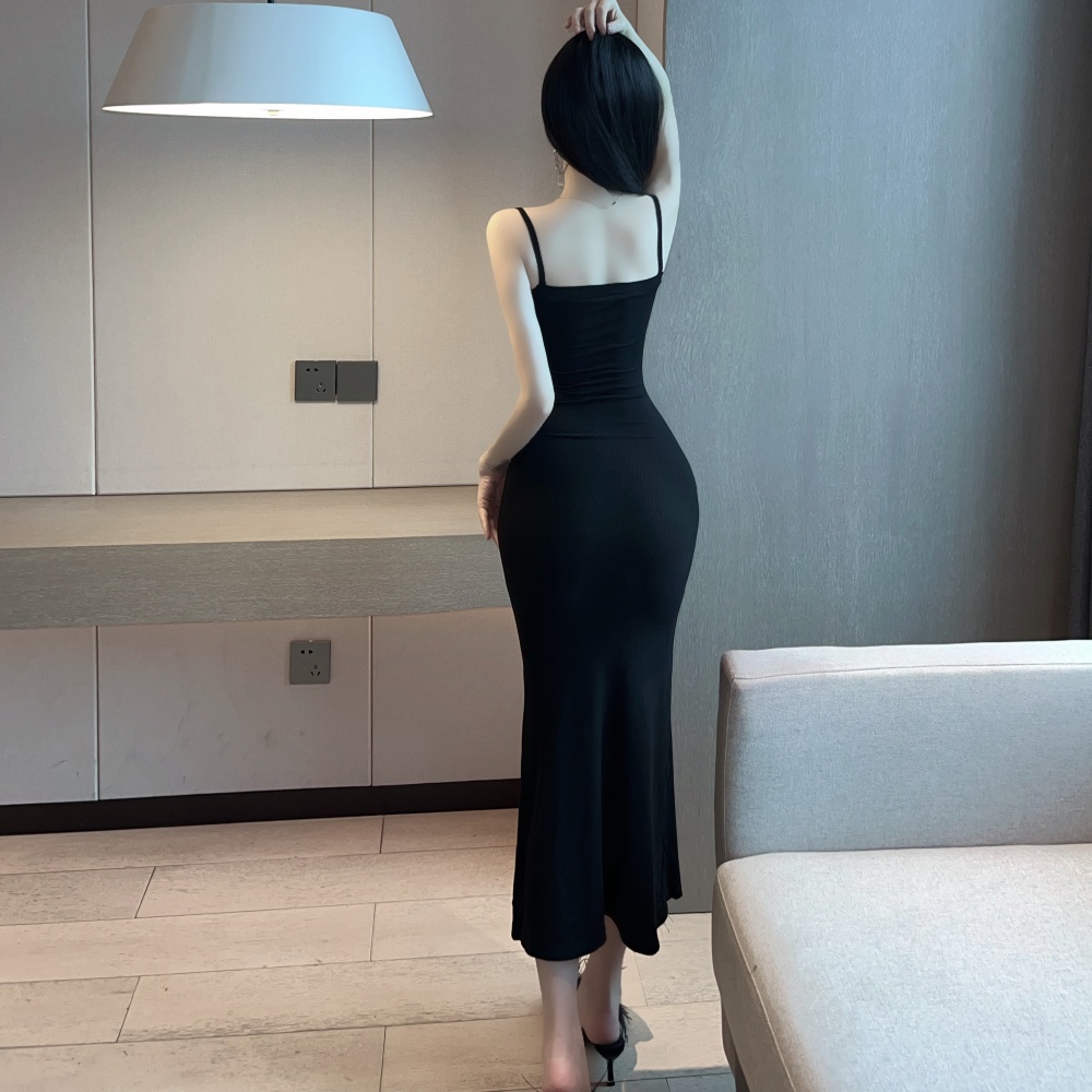 Black hollow ladies dress fashion package hip long dress