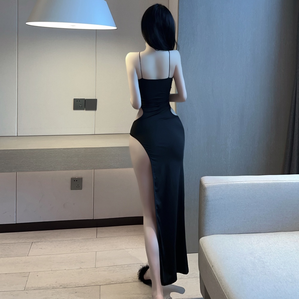 Tight split dress spicegirl hollow long dress for women