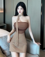 Package hip dress wrapped chest T-back for women