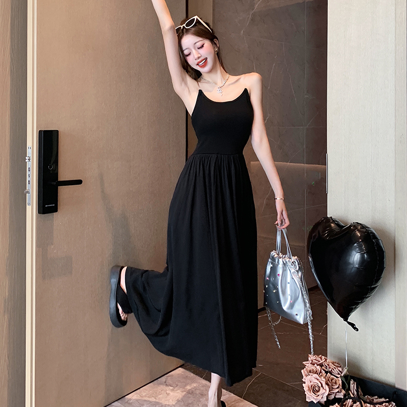 Invisible vest pinched waist long dress for women