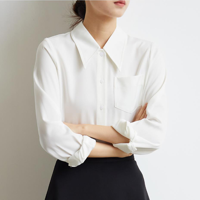Drape long sleeve commuting temperament shirt for women