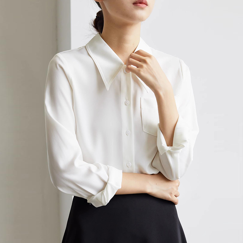 Drape long sleeve commuting temperament shirt for women
