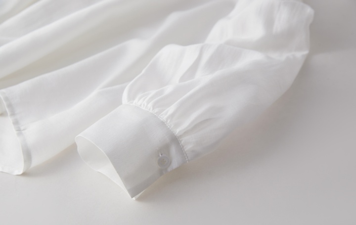Long sleeve V-neck France style tops unique white shirt