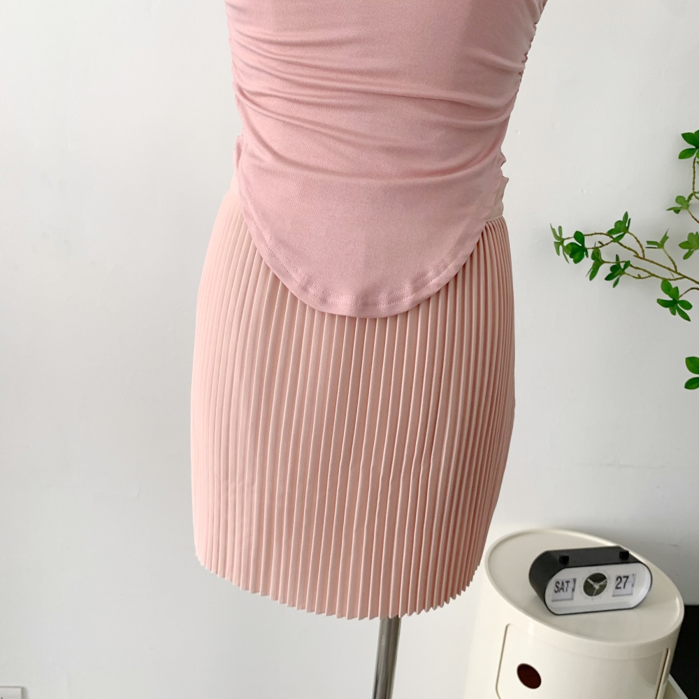 Summer niche vest pinched waist pure skirt a set
