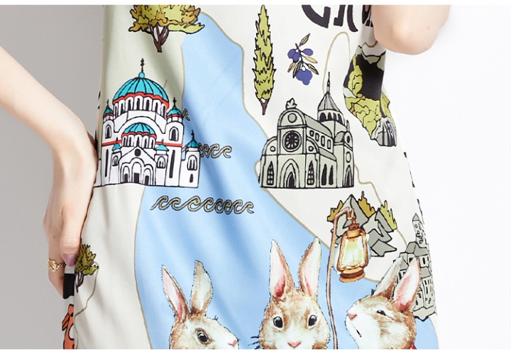 Rabbit short sleeve round neck European style fashion dress