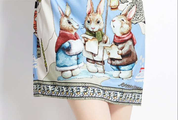 Rabbit short sleeve round neck European style fashion dress