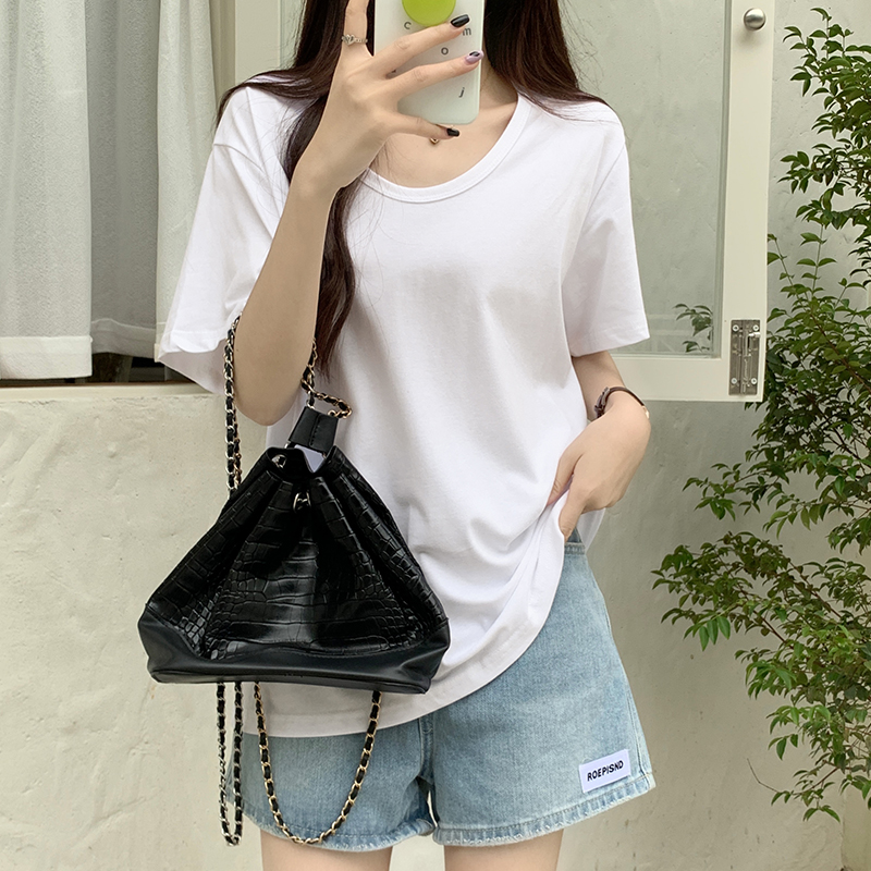 Short sleeve pure cotton tops loose T-shirt for women
