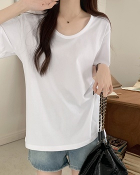 Short sleeve pure cotton tops loose T-shirt for women