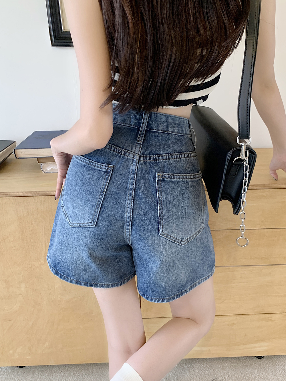 Summer Korean style beading slim all-match short jeans