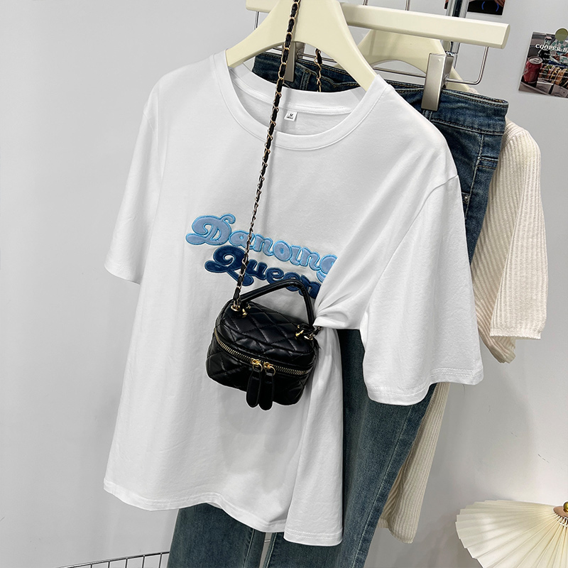 Pure cotton loose slim T-shirt unique summer tops